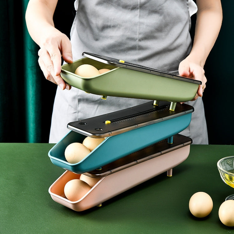 Automatically Fill The Egg Storage Box Refrigerator Fresh-Keeping Box, 1 Layers Green, 1 Layers Blue, 1 Layers Pink