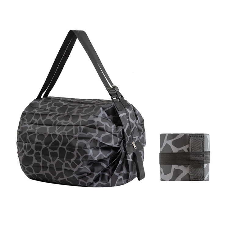 Shopping Bag Foldable Travel Shoulder Portable Bag, Navy, Pink Colorful, Black Leopard, Rhombus Pattern, Big Flower Pattern
