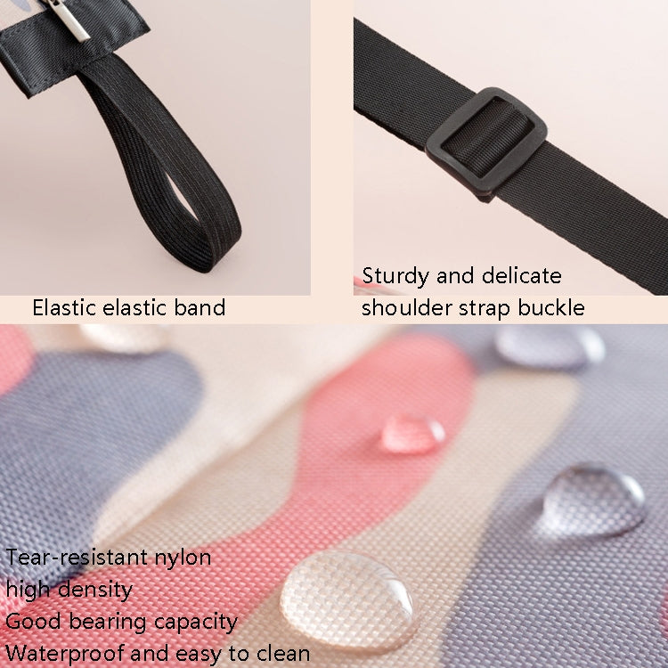 Shopping Bag Foldable Travel Shoulder Portable Bag, Navy, Pink Colorful, Black Leopard, Rhombus Pattern, Big Flower Pattern