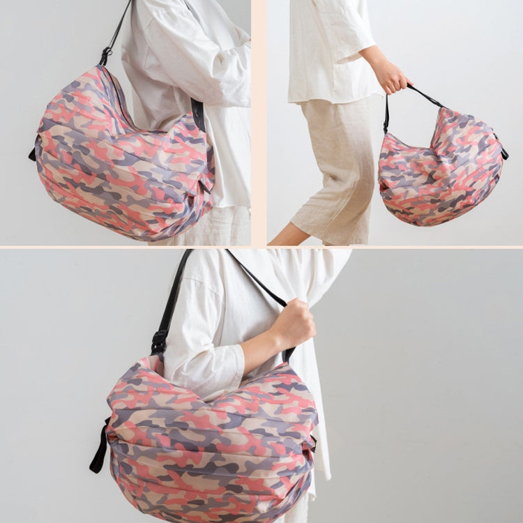 Shopping Bag Foldable Travel Shoulder Portable Bag, Navy, Pink Colorful, Black Leopard, Rhombus Pattern, Big Flower Pattern