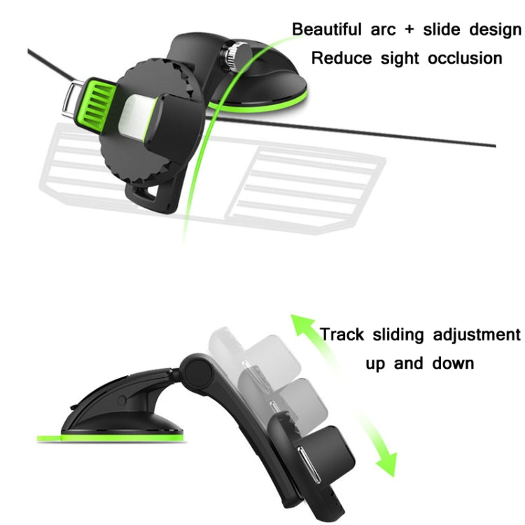 Car Diamond Suction Cup Mobile Phone Holder, Green, Black