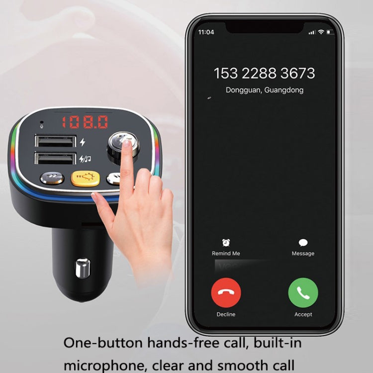 مشغل موسيقى MP3 بمنفذ USB وبلوتوث للسيارة مع أضواء ملونة، C20، C21