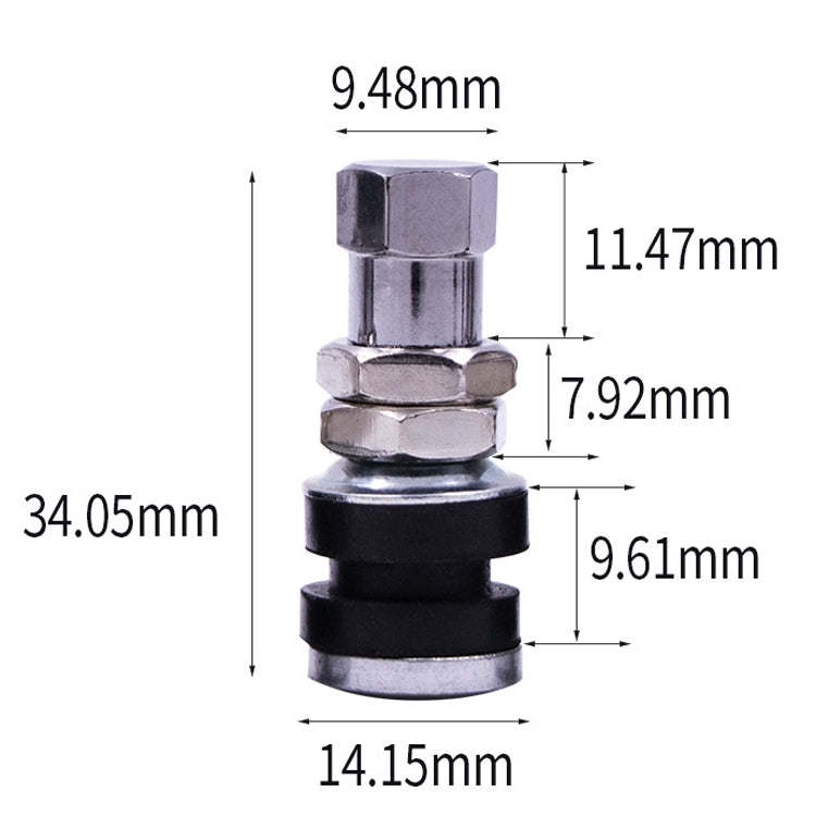 20 PCS Motorcycle Tubeless Tire Valve Stainless Steel Straight Mouth, TR161