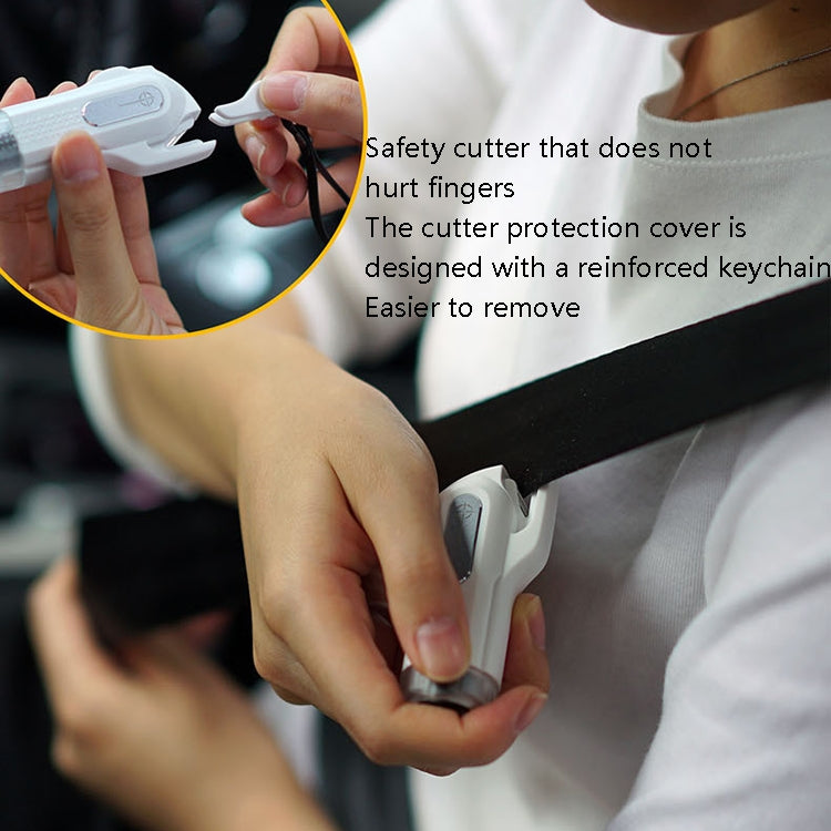 CS-B09 Safety Hammer Tungsten Steel Striker Windows Breaker With Seat Belt Cutter, Black, White, Pink