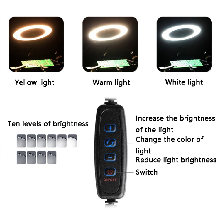 محطة لحام مزودة بمصباح LED بستة فكوك وعدسة مكبرة مع مروحة، N-SS6LMF-BK9، N-SS6LF-BK9