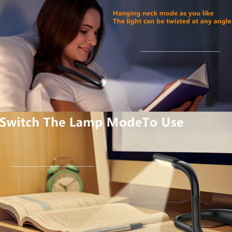 مصباح طاولة معلق للرقبة بمنفذ USB GH-8، ضوء ليلي، أسود، أبيض