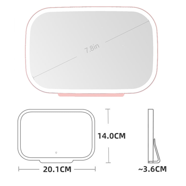 Car Sun Visor Makeup Mirror With LED Light, White, Pink