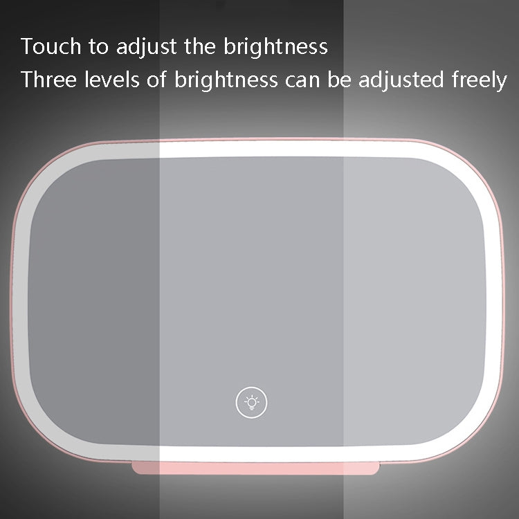 Car Sun Visor Makeup Mirror With LED Light, White, Pink