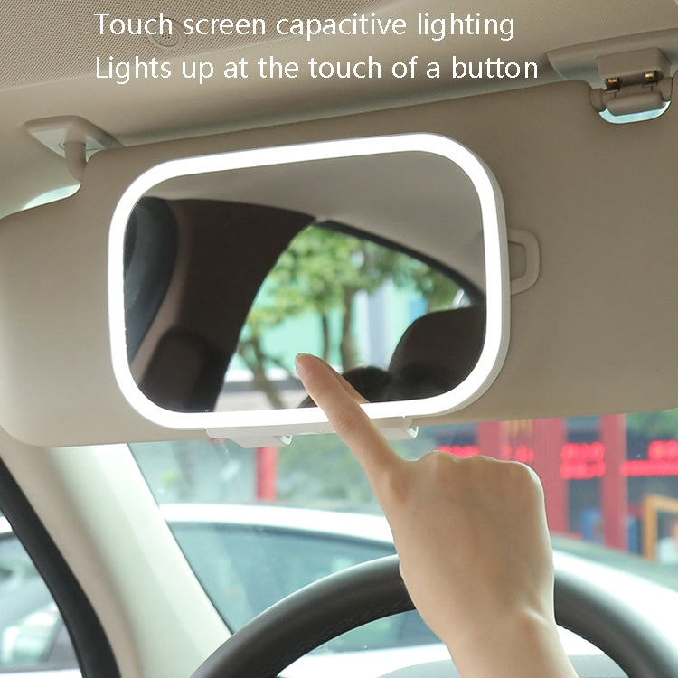Car Sun Visor Makeup Mirror With LED Light, White, Pink