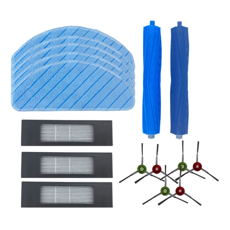 Accessories For Ecovacs Deebot T9 AIVI/T9 AIVI+, 2 Pairs Edge Brush, 2 PCS Rag, 2 PCS Filter Net, Double Roller brush, Set