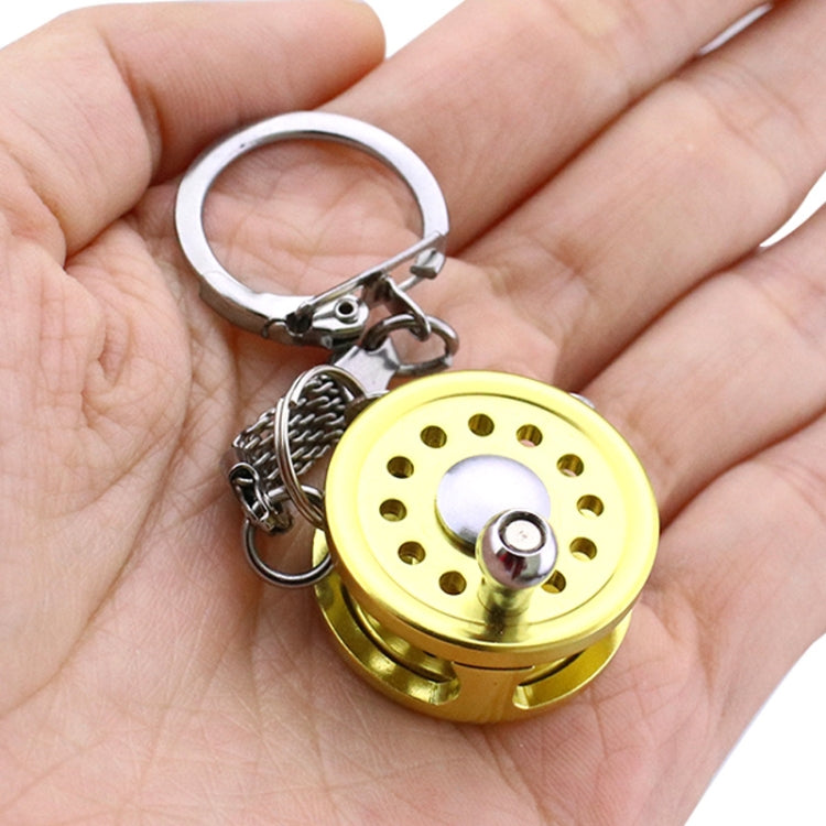 Metal Fishing Wheel Decoration Pendant Mini Wheel Fish Key Chain, A, B, C