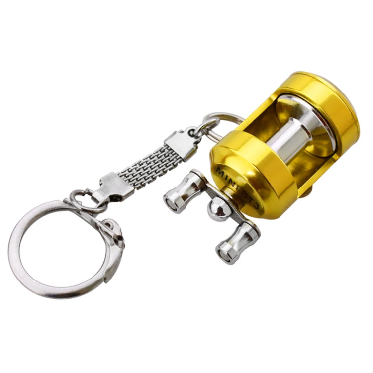 Metal Fishing Wheel Decoration Pendant Mini Wheel Fish Key Chain, A, B, C