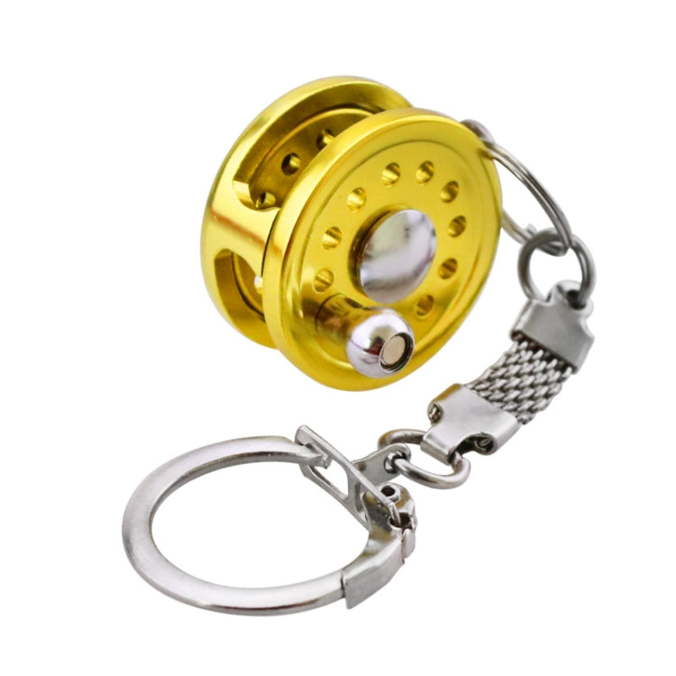 Metal Fishing Wheel Decoration Pendant Mini Wheel Fish Key Chain, A, B, C