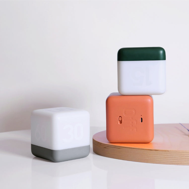 Square Flip Polyhedral Timing Night Light, Grey, Orange, Green, Dark Wood Grain, Light Wood Grain, White Marble Pattern, Black Marble Pattern
