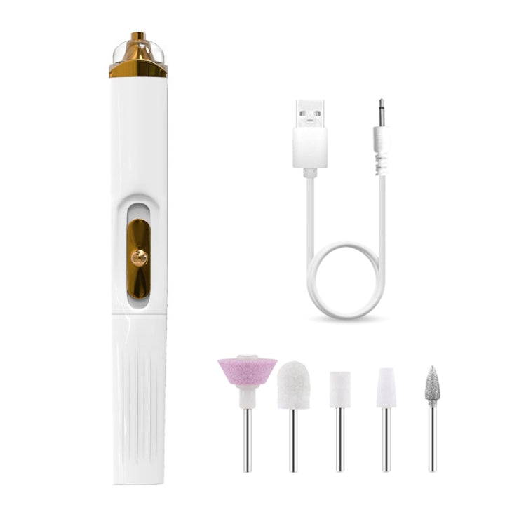 BZX5 5 In 1 USB Nail Polisher Peeling Manicure, Silver White, Rose Pink