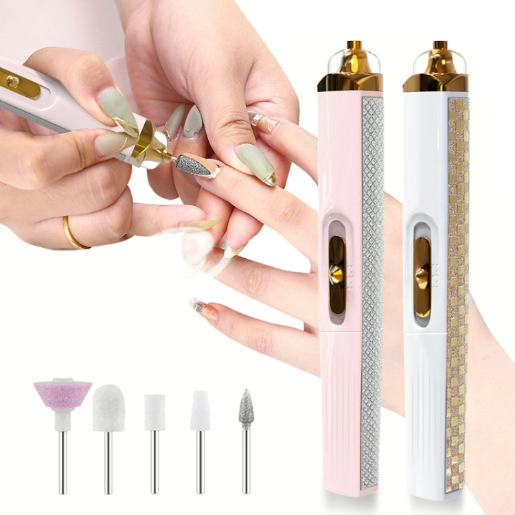 BZX5 5 In 1 USB Nail Polisher Peeling Manicure, Silver White, Rose Pink