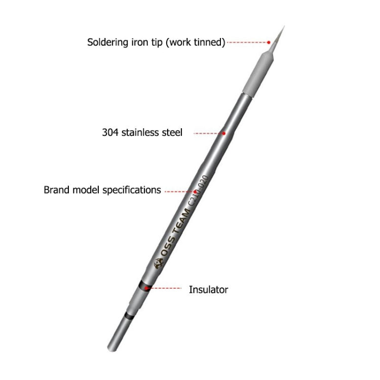 رأس لحام بطرف مكواة اللحام من سلسلة OSS Team C210 لـ JBC T210 / C CD-2SD / 2SHE، رأس مستقيم، رأس بزاوية، رأس سكين
