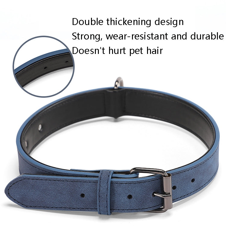 JINMAOHOU Dogs Double-Layer Leather Collar, XS 34x1.7cm, S 39x2.2cm, M 49x2.7cm, L 59x3.2cm