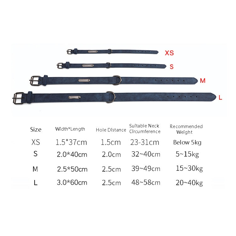 JINMAOHOU Dogs Double-Layer Leather Collar, XS 34x1.7cm, S 39x2.2cm, M 49x2.7cm, L 59x3.2cm