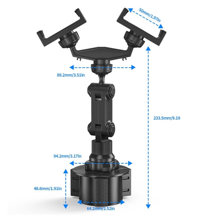 Double Chuck Rotary Multifunctional Cup Holder Mobile Phone Holder, Double Chuck Phone Holder