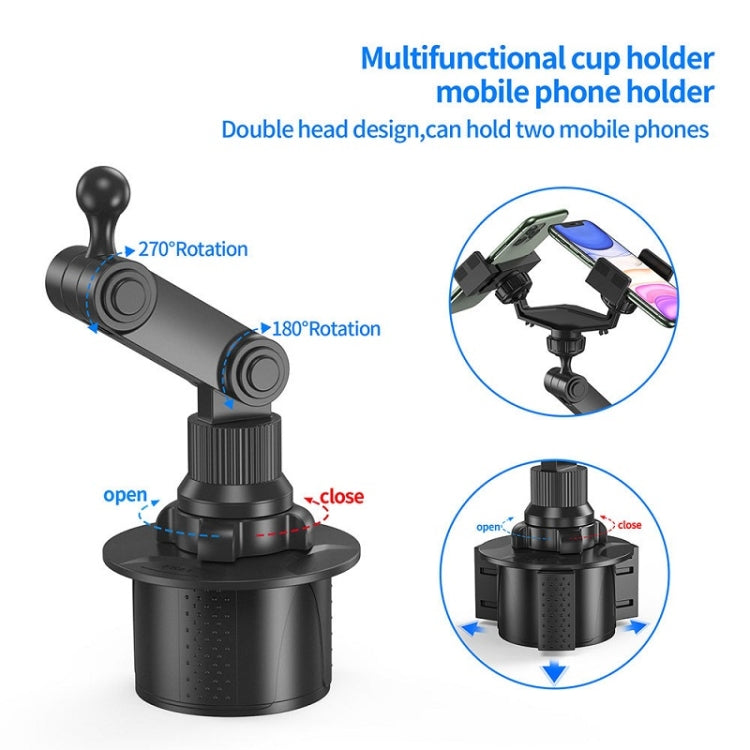 Double Chuck Rotary Multifunctional Cup Holder Mobile Phone Holder, Double Chuck Phone Holder