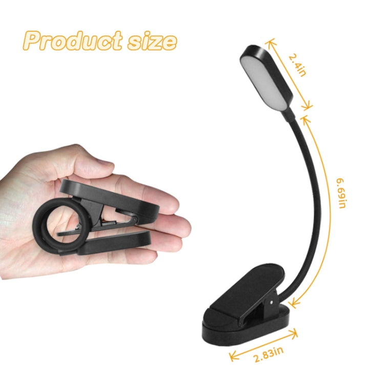 9 LEDs Mini Clip Desk Lamp USB Charging Student Eye Protection Reading Lamp, Blue and White, Black