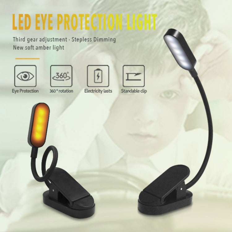 9 LEDs Mini Clip Desk Lamp USB Charging Student Eye Protection Reading Lamp, Blue and White, Black