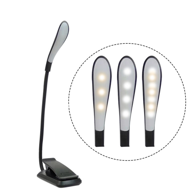 8027D-2 7 Beads LED Eye Protection Reading Folding Book Clip Light, White, Black