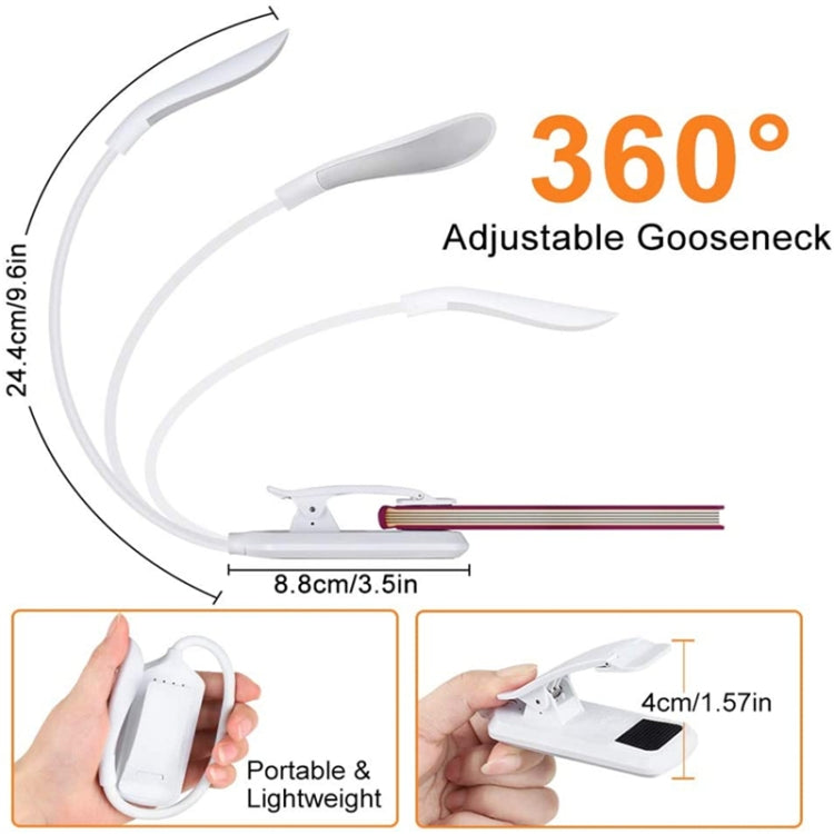 8027D-2 7 Beads LED Eye Protection Reading Folding Book Clip Light, White, Black