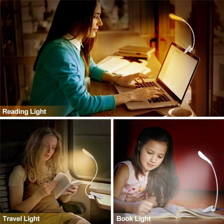 8027D-2 7 Beads LED Eye Protection Reading Folding Book Clip Light, White, Black