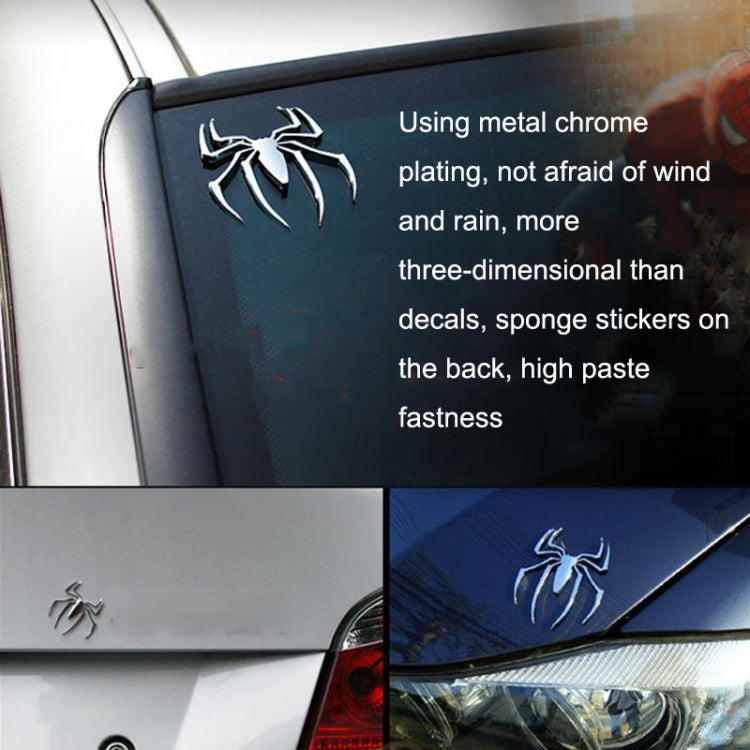 10 PCS Metal Three-Dimensional Spider Car Sticker, Color Random Delivery, Spider