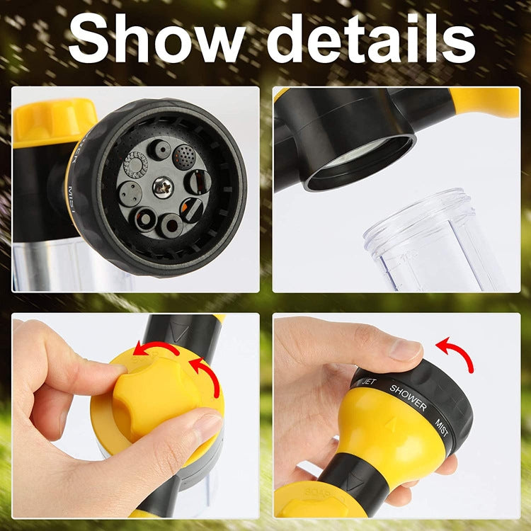 8 in 1 Car Wash Foam Pot Water Sprinkler, Yellow, Green