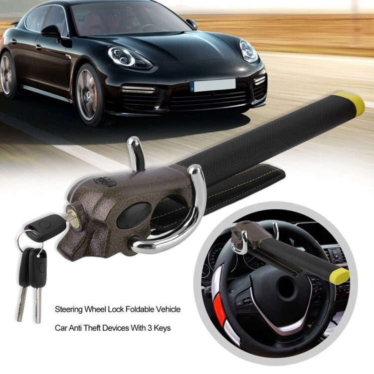 Car Steering Wheel Anti-Theft Lock, Anti-Theft Lock((Black Gold))
