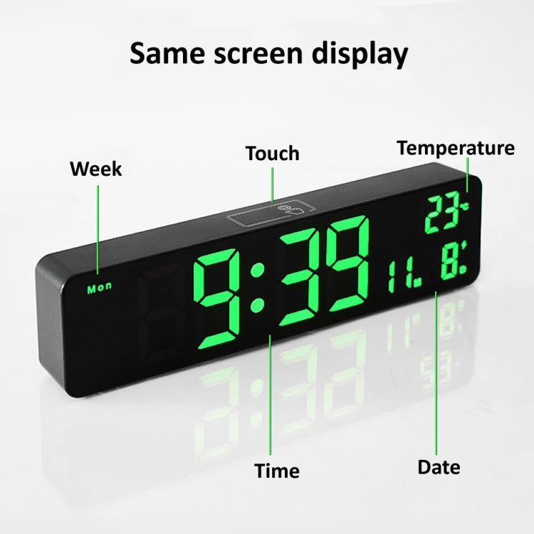 ساعة منبه رقمية 6625D LED مضيئة مع مؤقت لسطح المكتب وعرض درجة الحرارة، ضوء أخضر أسود، ضوء أبيض أسود