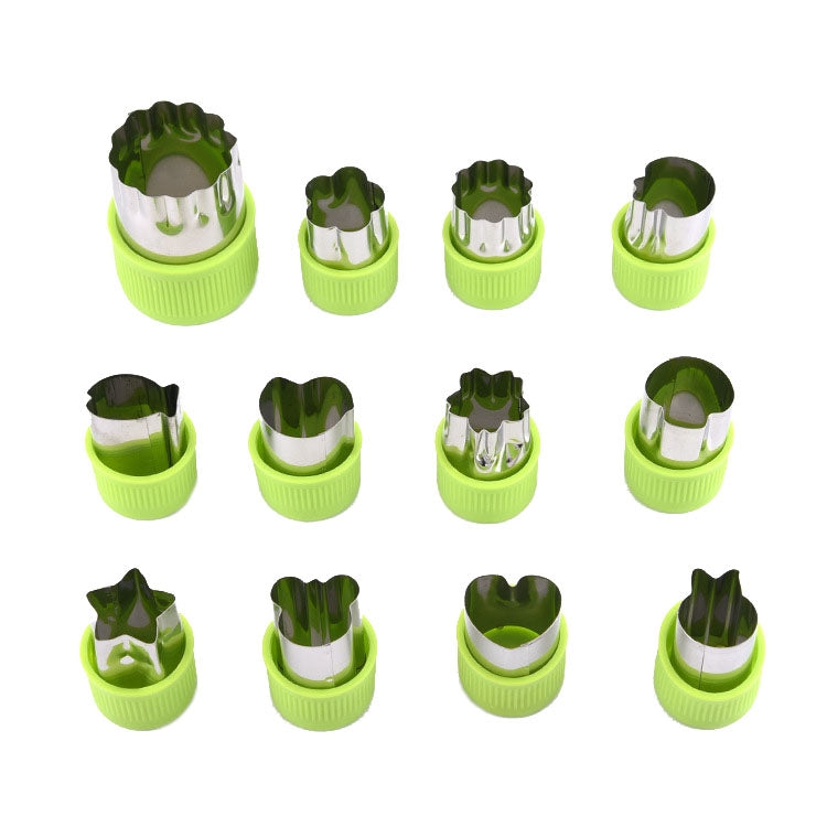 0-98 12 in 1 Kitchen Stainless Steel Flower Cutter, Green, Purple