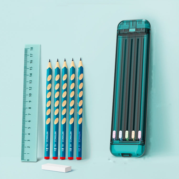 4 in 1 Pencil Eraser Ruler Stationery Box, Athens Blue, Light Pink, Transparent Blue Green