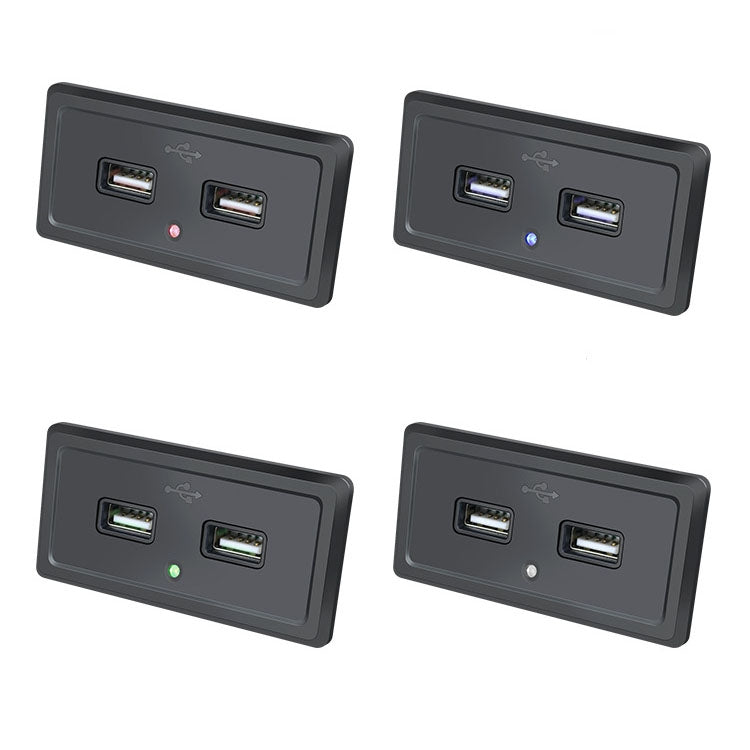 شاحن سيارة بمدخل شحن USB مزدوج 12 فولت 24 فولت لحافلة الطريق، ضوء أزرق، ضوء أخضر، ضوء أحمر