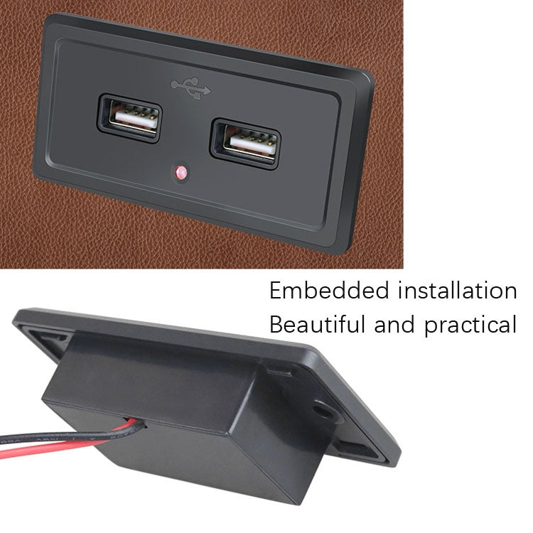 شاحن سيارة بمدخل شحن USB مزدوج 12 فولت 24 فولت لحافلة الطريق، ضوء أزرق، ضوء أخضر، ضوء أحمر