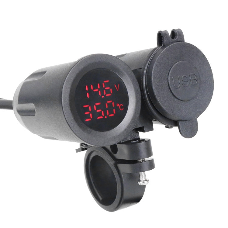 Motorcycle Modified With Bracket Dual USB 3.1A Charging With Temperature Voltage Bracket, Blue Light, Red Light