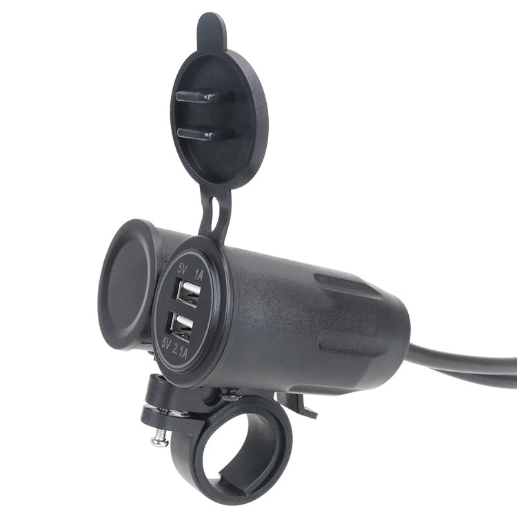 Motorcycle Modified With Bracket Dual USB 3.1A Charging With Temperature Voltage Bracket, Blue Light, Red Light