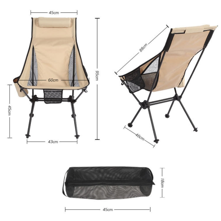 Outdoor Camping Aluminum Alloy Portable Folding Beach Chair, Without Pocket (Black), With Pocket (Black), Without Pocket (Khaki), With Pocket (Khaki), Without Pocket (Blue Gray), With Pocket (Blue Gray), Without Pocket (Dark Gray), With Pocket (Dark Gray)