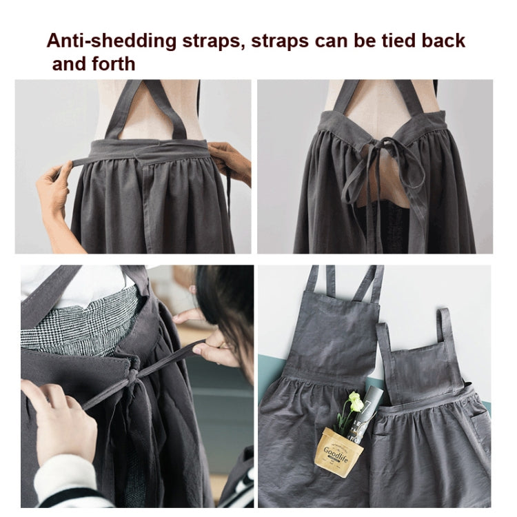 Cotton And Linen Parent-Child Painting Apron Baking Coffee Work Clothes,Size:, Childrens (Gray), Childrens (Oats), Adults (Gray), Adults (oat), Adult ( Pink)