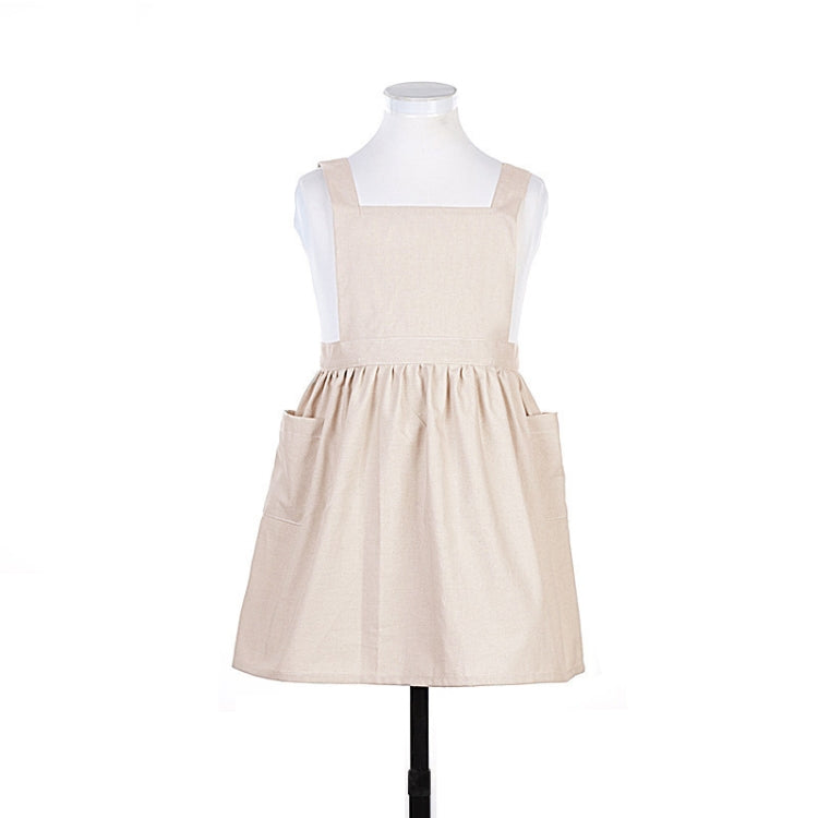 Cotton And Linen Parent-Child Painting Apron Baking Coffee Work Clothes,Size:, Childrens (Gray), Childrens (Oats), Adults (Gray), Adults (oat), Adult ( Pink)