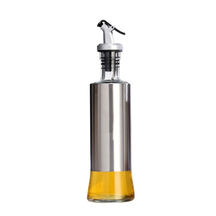 Stainless Steel Glass Oil Bottle Kitchen Pressed Seasoning Bottle, 200ml, 300ml, 500ml