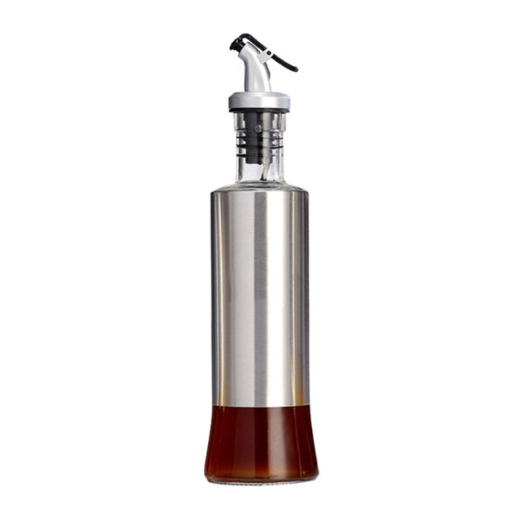 Stainless Steel Glass Oil Bottle Kitchen Pressed Seasoning Bottle, 200ml, 300ml, 500ml
