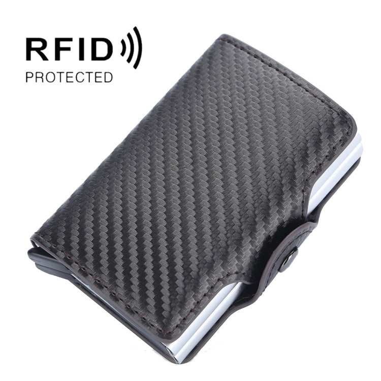 Baellerry K9172 RFID Double Aluminum Box Card Holder Automatic Pop-up Card Holder, Black, Coffee, Brown