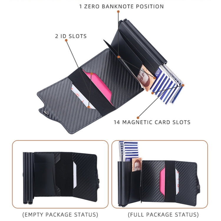 Baellerry K9172 RFID Double Aluminum Box Card Holder Automatic Pop-up Card Holder, Black, Coffee, Brown