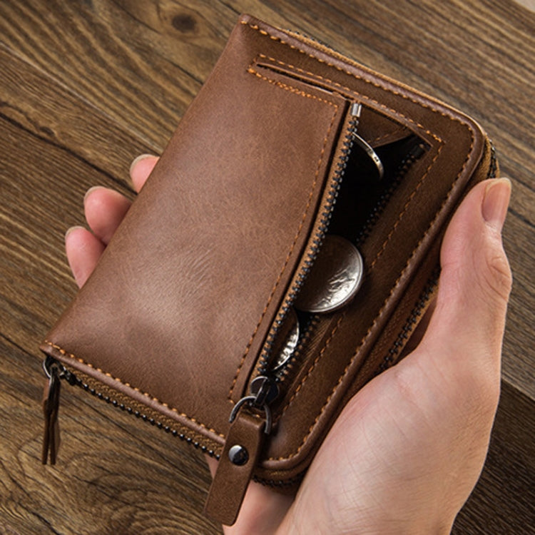 Baellerry D3124 Short PU Leather Wallet Zipper Retro Youth Small Wallet, Black Horizontal, Black Vertical, Brown Horizontal, Brown Vertical, Purple Horizontal, Purple Vertical, Gray Horizontal, Gray Vertical