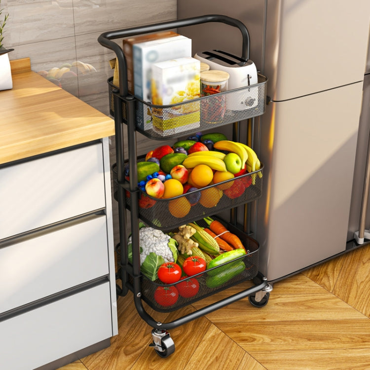 HP211015 Multifunctional Kitchen Storage Rack with Pulley, White, Black