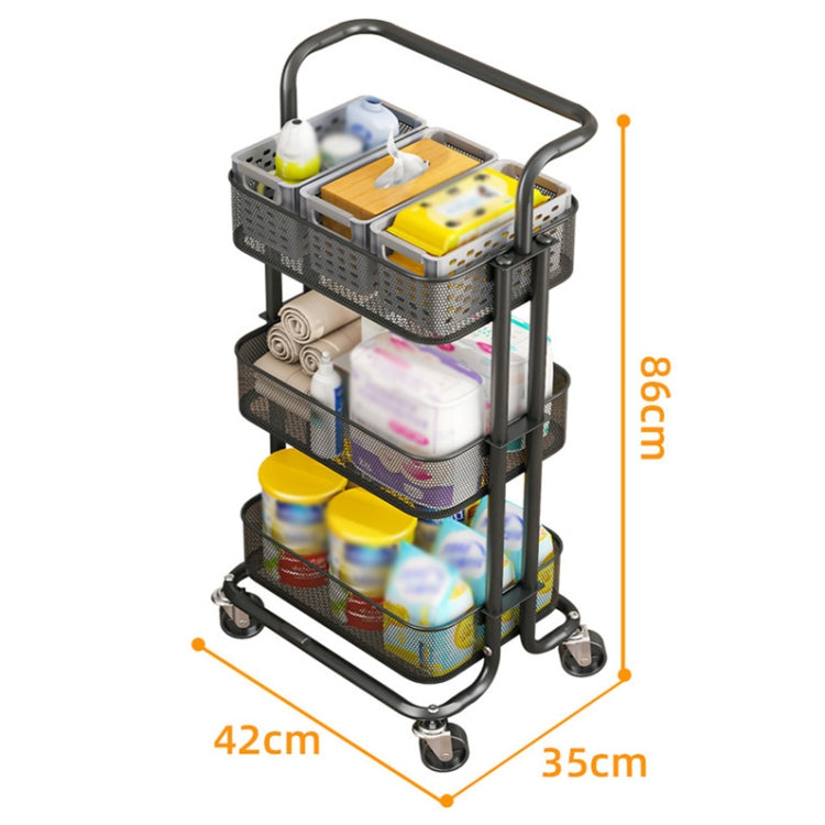 HP211015 Multifunctional Kitchen Storage Rack with Pulley, White, Black